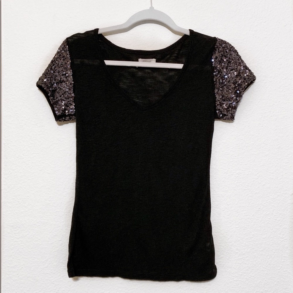 AERIE| Sequin Sleeved Top